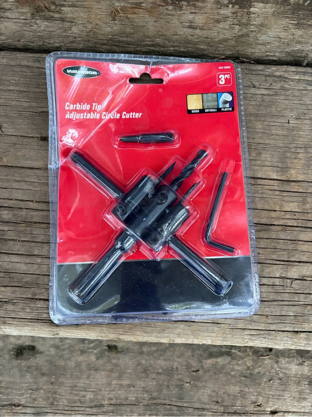 Warrior Black Carbide Tip Adjustable Circle Cutter - 3 Pc
